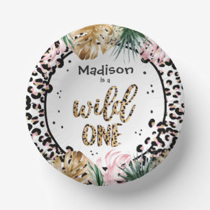 Wild One Birthday Leopard Print Wild Jungle Party Pappteller
