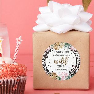 Wild One Birthday Leopard Print Wild Jungle Party Runder Aufkleber