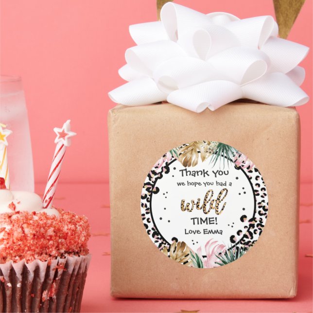 Wild One Birthday Leopard Print Wild Jungle Party Runder Aufkleber (Party)