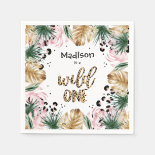 Wild One Birthday Leopard Print Wild Jungle Party Serviette