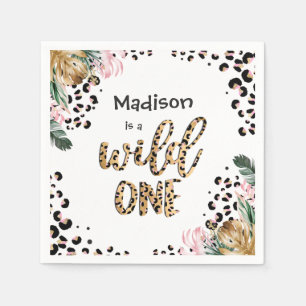 Wild One Birthday Leopard Print Wild Jungle Party Serviette