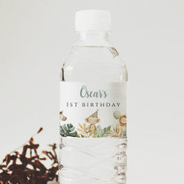 Wild One Birthday Party Deco Safari Tierheim Jungl Wasserflaschenetikett