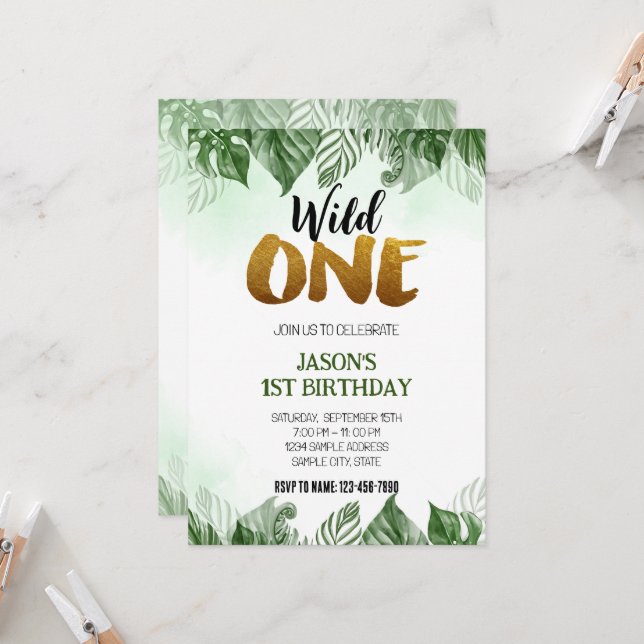 Wild One Birthday Party Einladung (Vorderseite/Rückseite Beispiel)