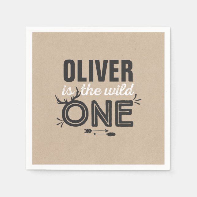 Wild One Birthday Party Napkin Rustic kraft Party Serviette (Vorderseite)