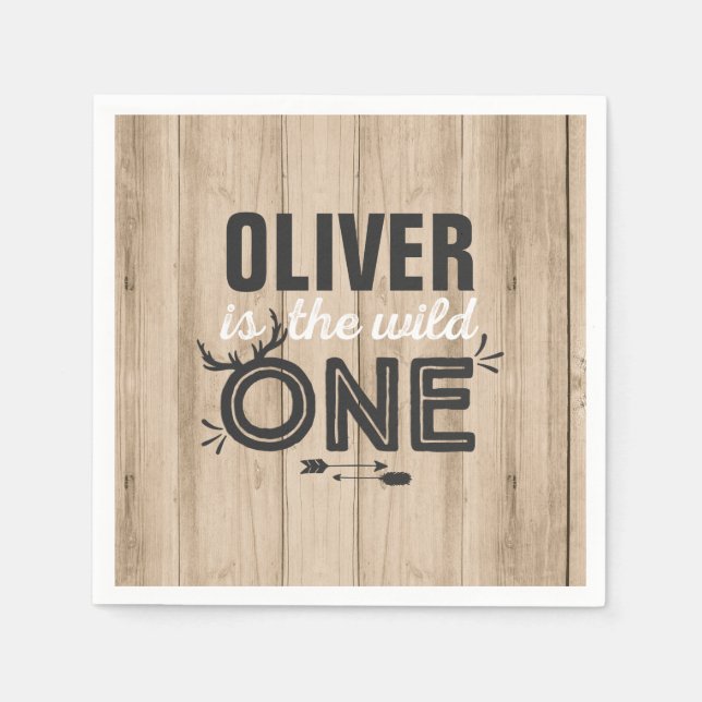 Wild One Birthday Party Napkin Rustic Wild One Serviette (Vorderseite)