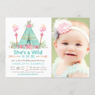 Wild One Birthday Party Teepee erster Geburtstag Einladung