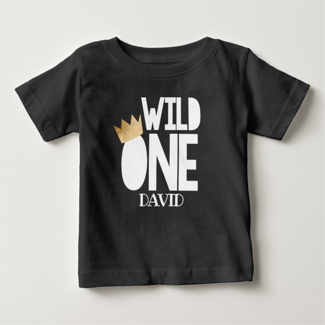 Wild ONE Black Gold Baby Boy ErstgeburtenOutfit Baby T-shirt (Vorderseite)