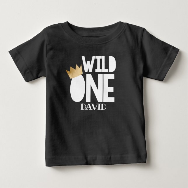 Wild ONE Black Gold Baby Boy ErstgeburtenOutfit T-shirt (Vorderseite)