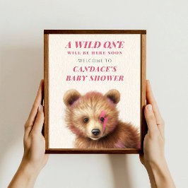 Wild One Blitz Bolt Bear Baby Dusche Willkommen Poster