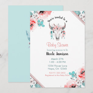 WILD ONE Boho Chic Florales Babyshower Einladung