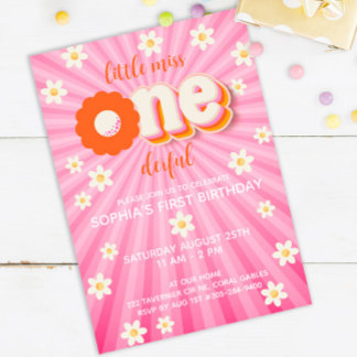 Wild One Boho Daisy Rainbow 1. Geburtstag Einladun Einladung