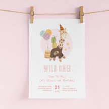 Wild One Boho Giraffe Girl 1. Geburtstag
