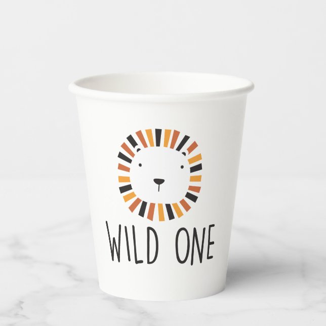 Wild one boho Lion zum ersten Geburtstag Napkins Pappbecher (Vorderseite)