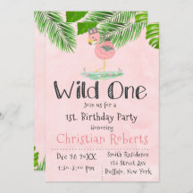 Wild One Boho Pink Flamingo Geburtstagsparty