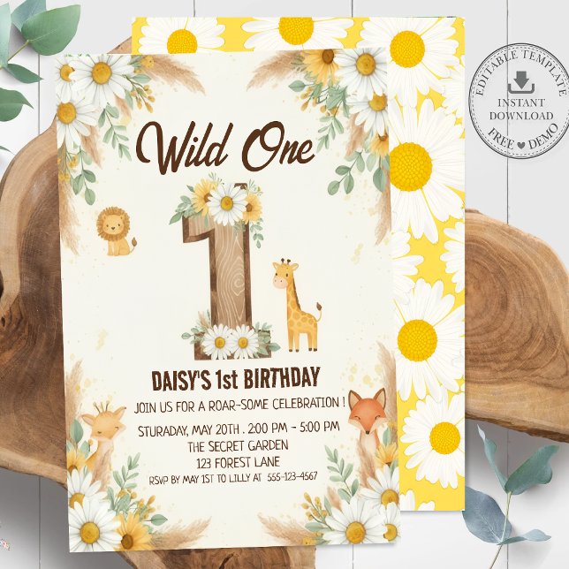 Wild One Boho Safari Einladung zum ersten Geburtst (Von Creator hochgeladen)