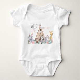 Wild One Boho Safari Geburtstagsoutfit  Baby Strampler