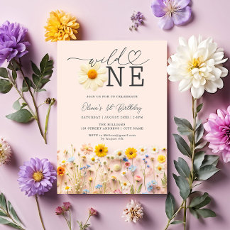 Wild One Boho Wildblume 1. Geburtstag Einladung