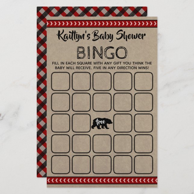 Wild One Boys Baby Shower Bingo (Vorne/Hinten)