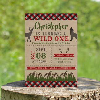 Wild One Boys erste Geburtstagsparty Einladungen
