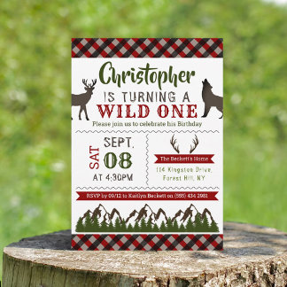 Wild One Boys erste Geburtstagsparty Einladungen