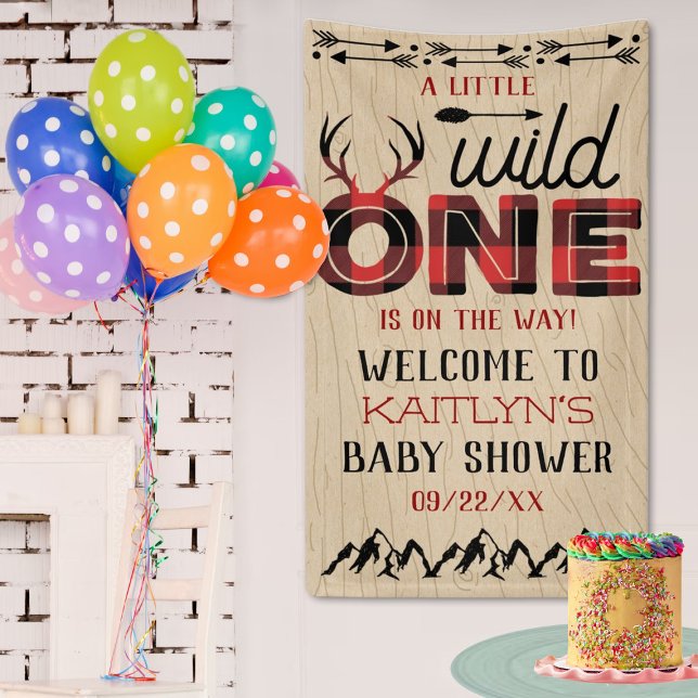 Wild One Boys Rustikale Karierte Lumberjack Babydu Banner (Von Creator hochgeladen)