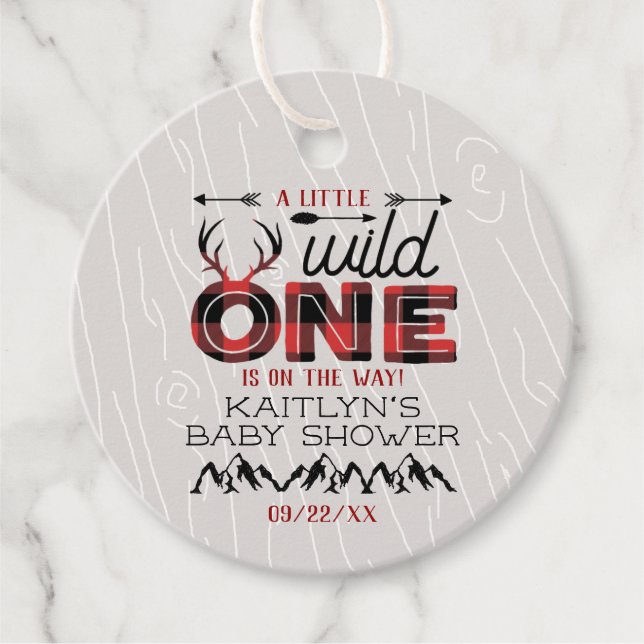 Wild One Boys Rustikale Karierte Lumberjack Babydu Geschenkanhänger (Vorderseite)