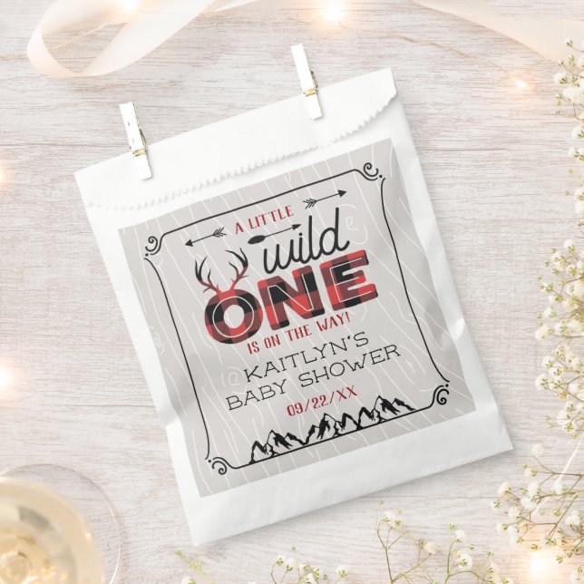 Wild One Boys Rustikale Karierte Lumberjack Babydu Geschenktütchen (Ausgeschnitten)