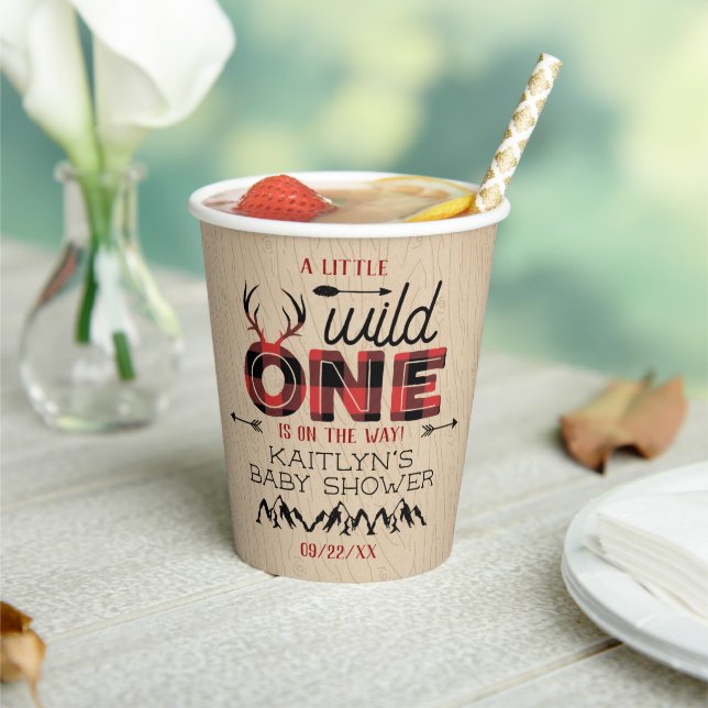 Wild One Boys Rustikale Karierte Lumberjack Babydu Pappbecher (In Situ)