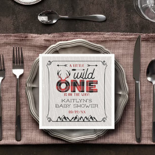 Wild One Boys Rustikale Karierte Lumberjack Babydu Serviette