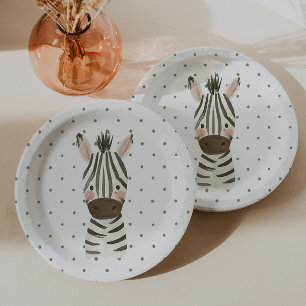 Wild One Boys' Safari Zebra Polkadot Pappteller