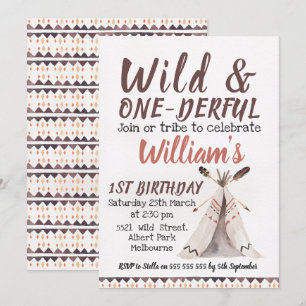 Wild One Boys Teepee zum Geburtstag Einladung