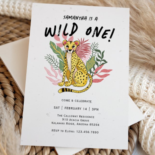 Wild One Cheetah Kids Birthday Party Einladung (Von Creator hochgeladen)