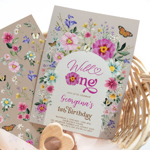 Wild One Colorful Boho Wildblume 1. Geburtstag Einladung