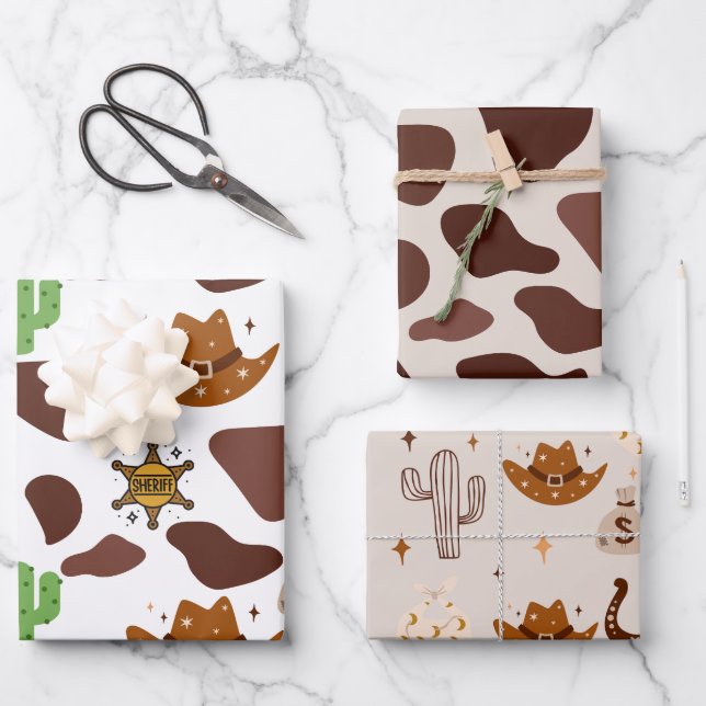 Wild One Cowboy Birthday Geschenkpapier Set (Vorderseite)