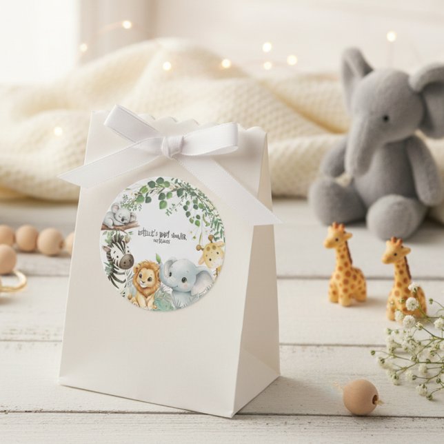 Wild One Cute Safari Jungle Animals Boy Baby Showe Runder Aufkleber (Von Creator hochgeladen)