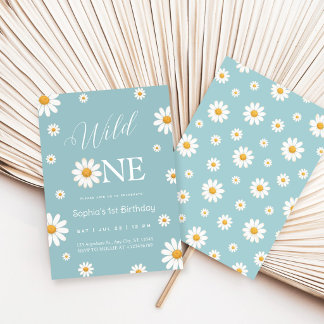 Wild One Daisy 1. Geburtstag Einladung