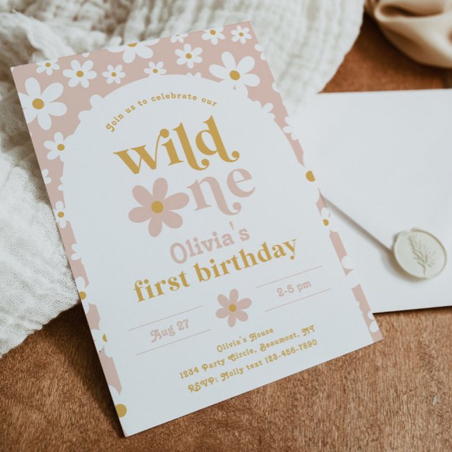 Wild One Daisy Birthday Einladung | Erste (Von Creator hochgeladen)