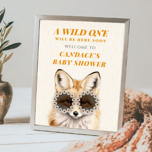 Wild One Daisy Fox Baby Dusche Willkommen Poster