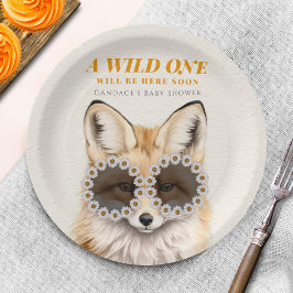 Wild One Daisy Fox Baby Shower Pappteller
