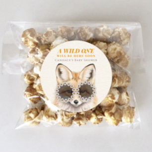 Wild One Daisy Fox Baby Shower Runder Aufkleber