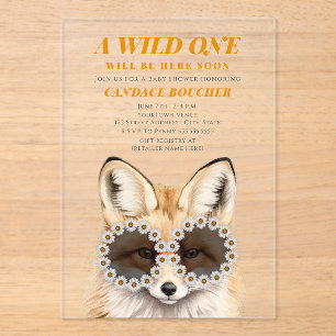 Wild One Daisy Sunglasses Fox Baby Shower Acryleinladungen
