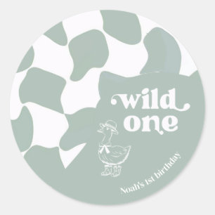 Wild One Dapper Duck 1. Geburtstag Hellgrün Runder Aufkleber