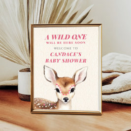 Wild One Deer Baby Dusche Willkommen Poster