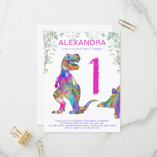 Wild One Dinosaur 1. Geburtstag Party Budget Einladungspostkarte