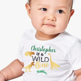 Wild One Dinosaur Boys 1. Geburtstag Baby T-shirt