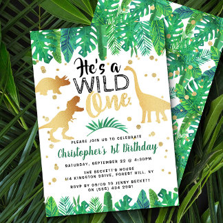 Wild One Dinosaur Boys 1. Geburtstag Einladung
