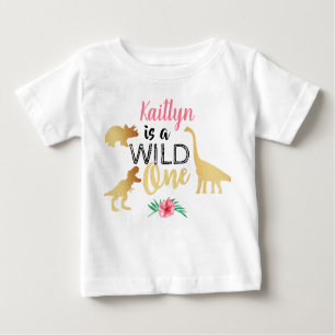 Wild One Dinosaur Girls 1. Geburtstag Baby T-shirt