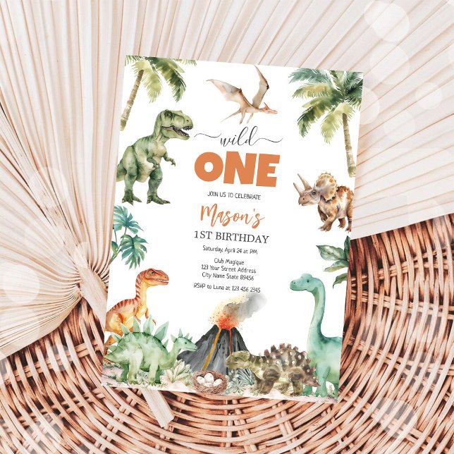Wild One Dinosaur Kids 1st Birthday Invitatio Einladung (Von Creator hochgeladen)