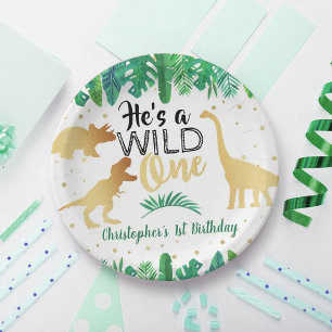 Wild One Dinosaurier Boys 1. Geburtstag Papierplat Pappteller