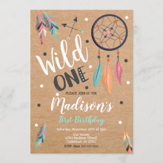 Wild One Dreamcatcher Einladung zum 1. Geburtstag